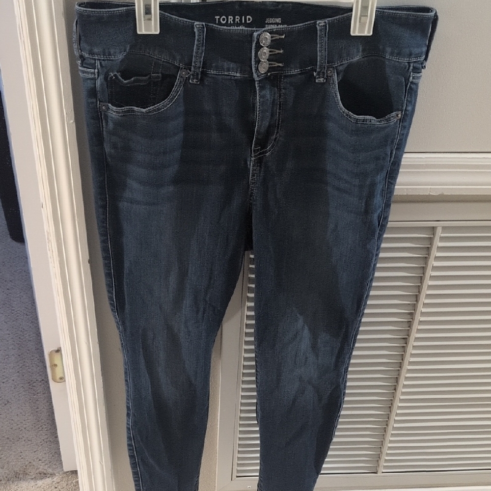 Torrid Blue Jeggings with Slim Fit and Rich Texture